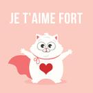 Chat mignon super-h&eacute;ros pour dire je t'aime